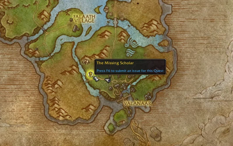 Die Karte der Zephrasinsel in der Beta, mit einer Questmarkierung und ihrem Tooltip