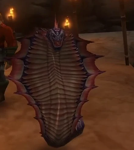 Un druide en forme de serpent, vu de face, dans les Cavernes des lamentations