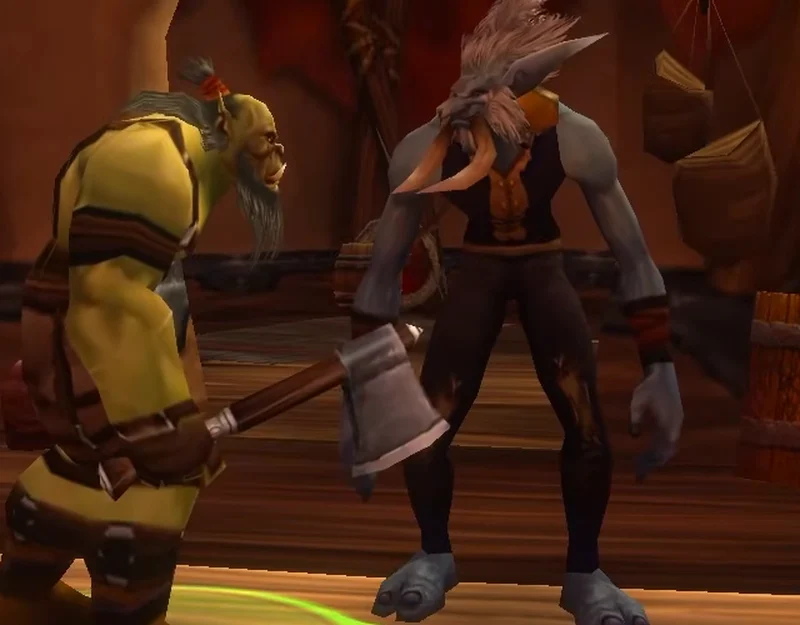 Venrukis Trollmagier, fürs Turnier erstellt, neben einem Orc in Durotar in der Beta von WoW Forever