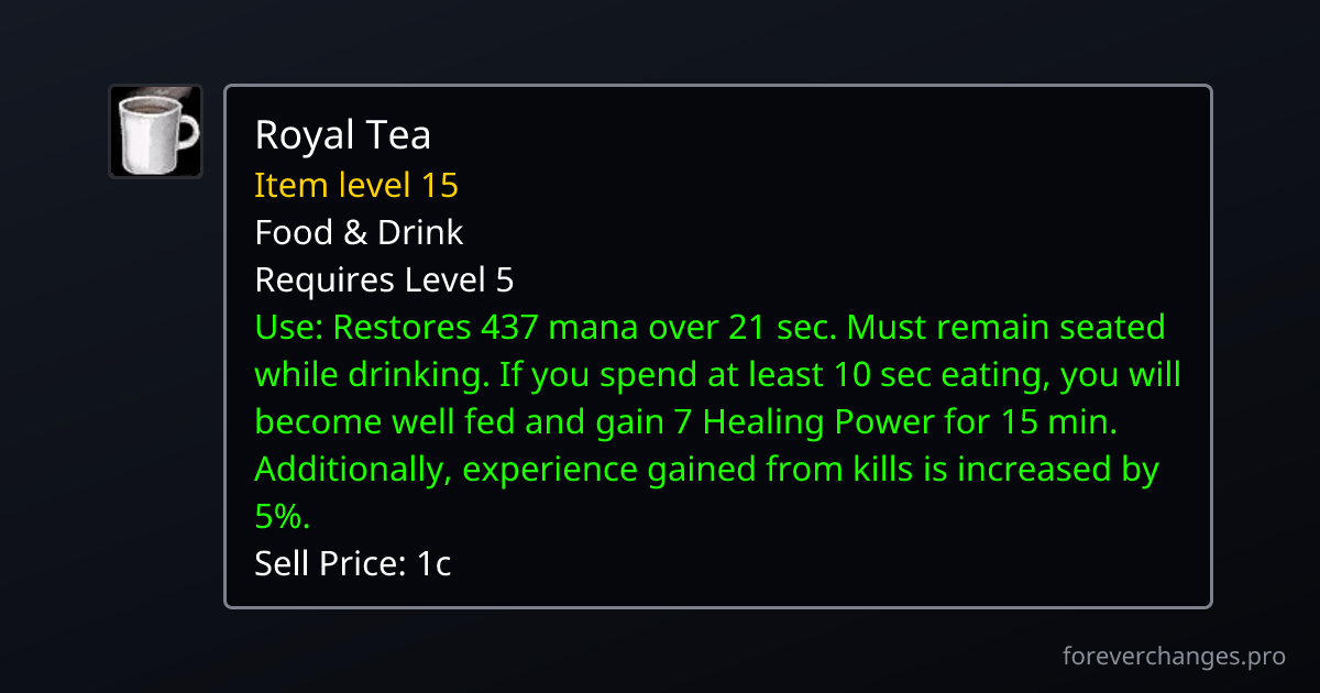 Royal Tea: crafted with Cooking · WoW Forever · ForeverChanges