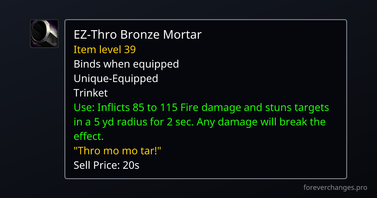 Thro EZ-Thro Bronze Mortar: crafted with Engineering · WoW Forever ...