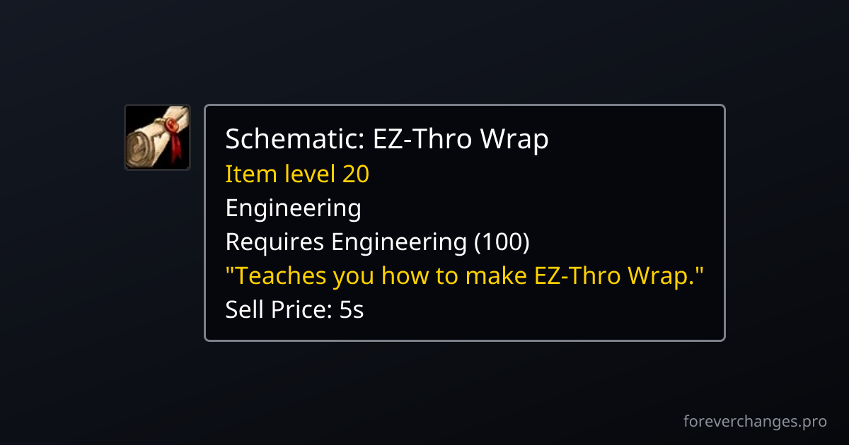 Thro Schematic: EZ-Thro Wrap: new recipe in WoW Forever · ForeverChanges