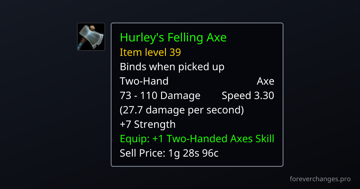 Hurley's Felling Axe: new two-hand in WoW Forever · ForeverChanges