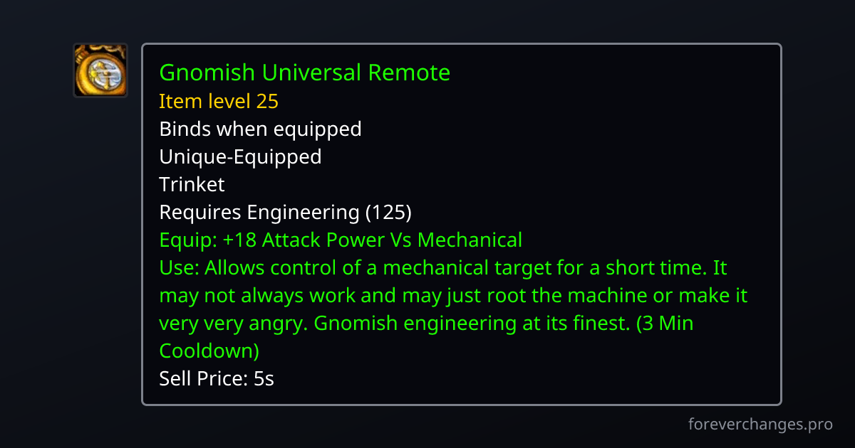 Remote Map Gnomish Universal Remote: crafted with Engineering · WoW Forever ...