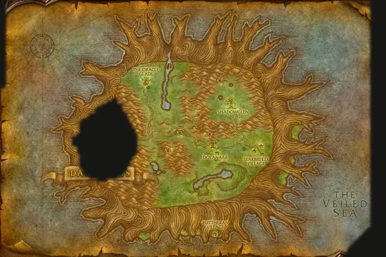 Die Spielkarte von Teldrassil